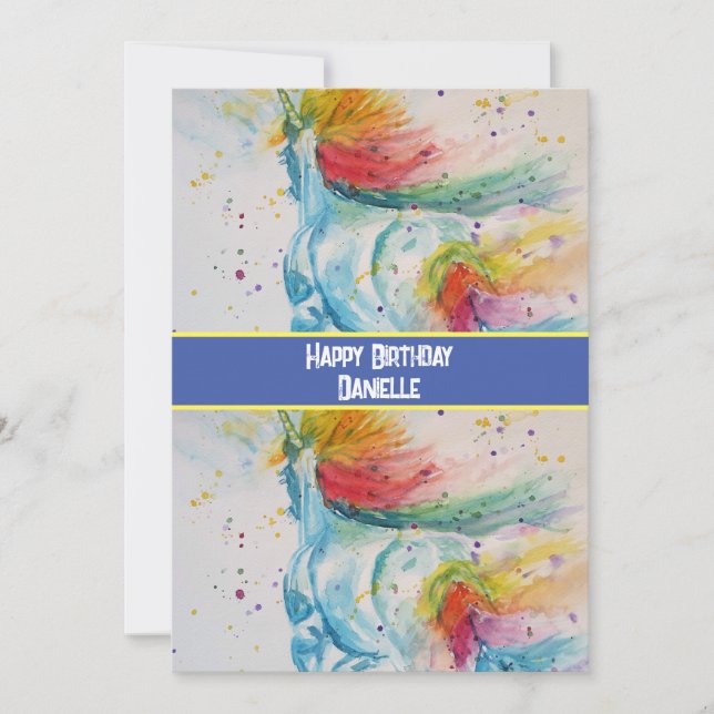 Unicorn Art Childs Girls Birthday Invitation  (Front)