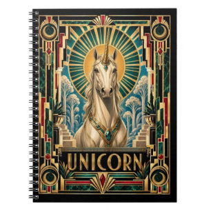 Unicorn, Art Deco Mythical Notebook
