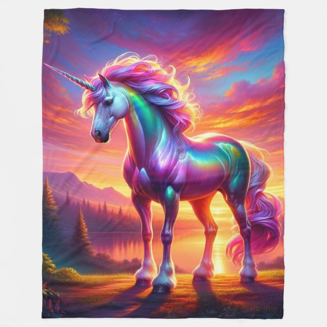 Unicorn Art Fleece Blanket (Front)