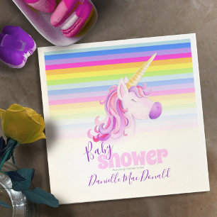 Unicorn art rainbow baby shower party napkins