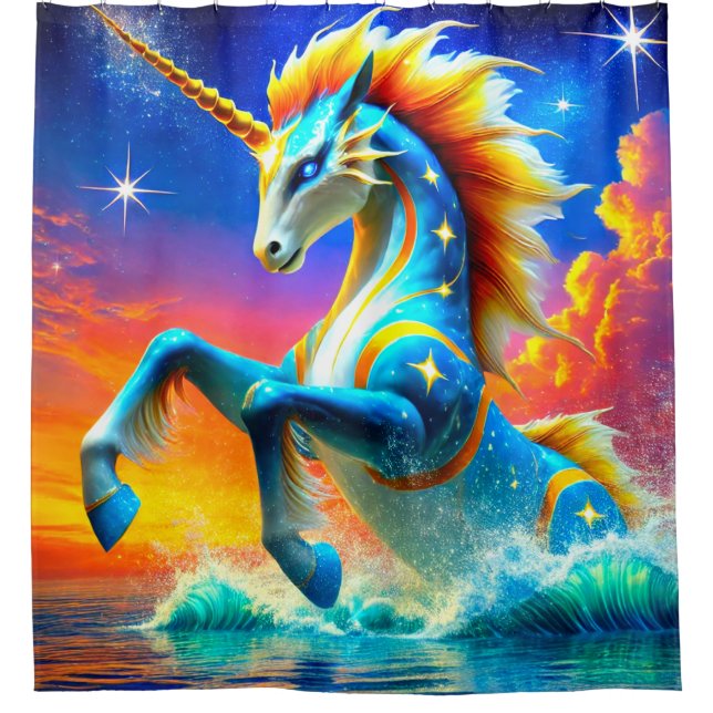 Unicorn Art Shower Curtain (Front)