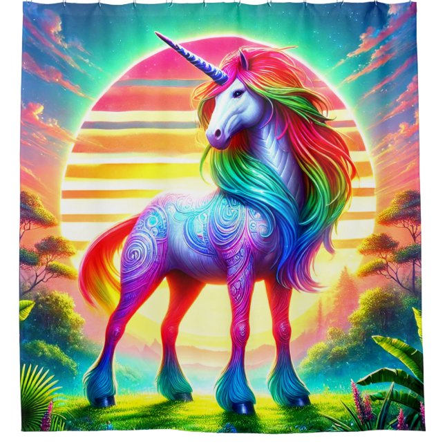 Unicorn Art Shower Curtain (Front)