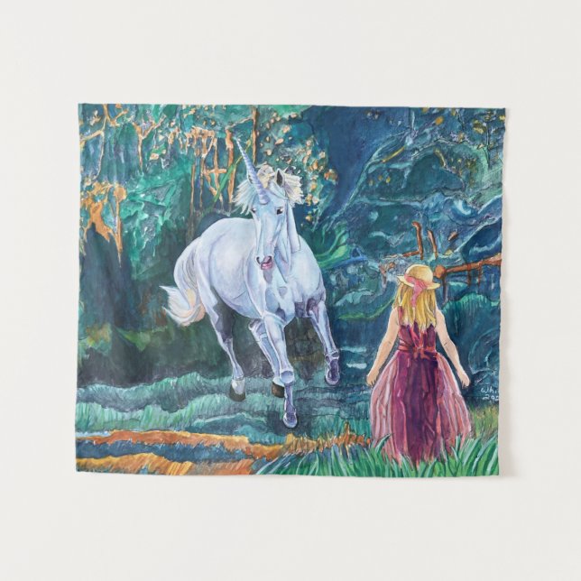 Unicorn Art Tapestry (Front (Horizontal))