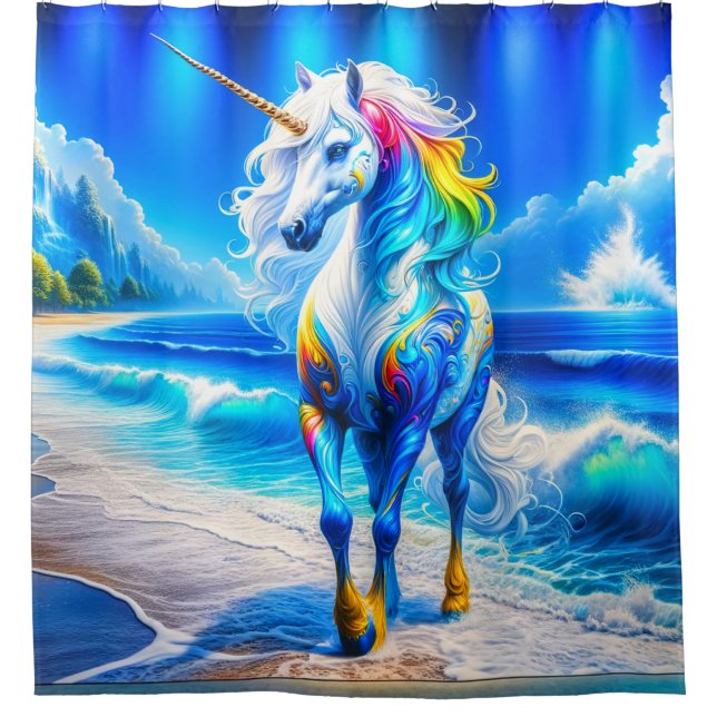Unicorn Artwork Shower Curtain (Front)