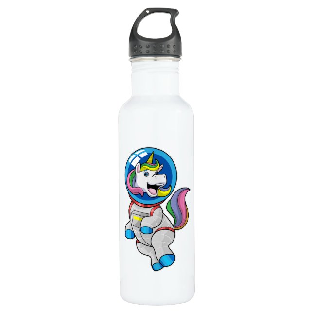 Unicorn as Astronaut in Space 710 Ml Water Bottle (Front)