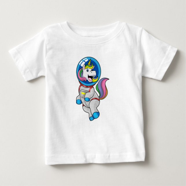 Unicorn as Astronaut in Space Baby T-Shirt (Front)