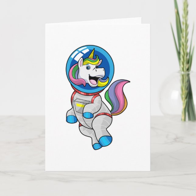 Unicorn as Astronaut in Space Card (Front)