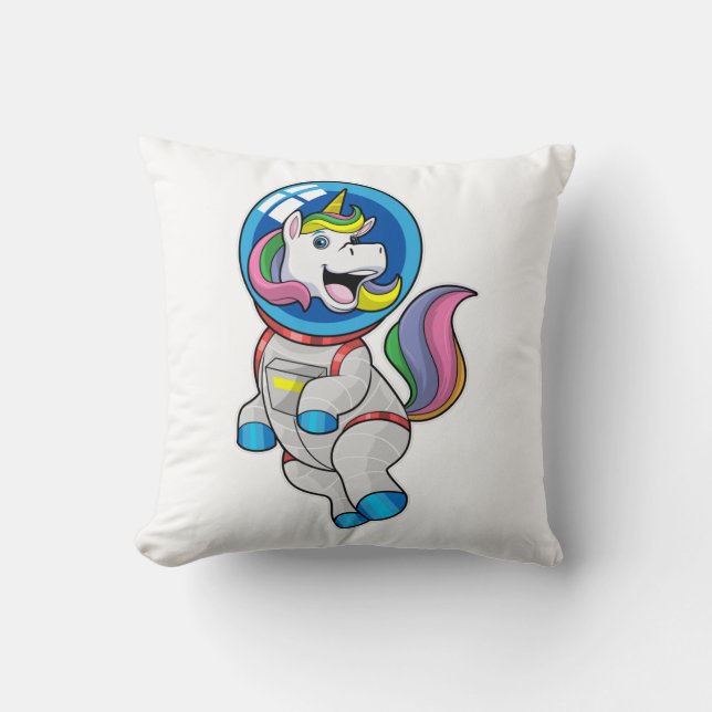 Unicorn as Astronaut in Space Cushion (Front)