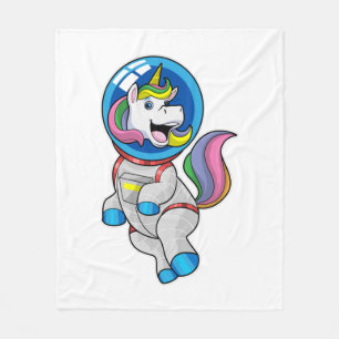 Unicorn as Astronaut in Space Fleece Blanket