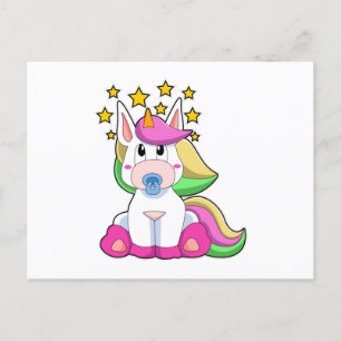 Unicorn as Baby with Pacifier Postcard