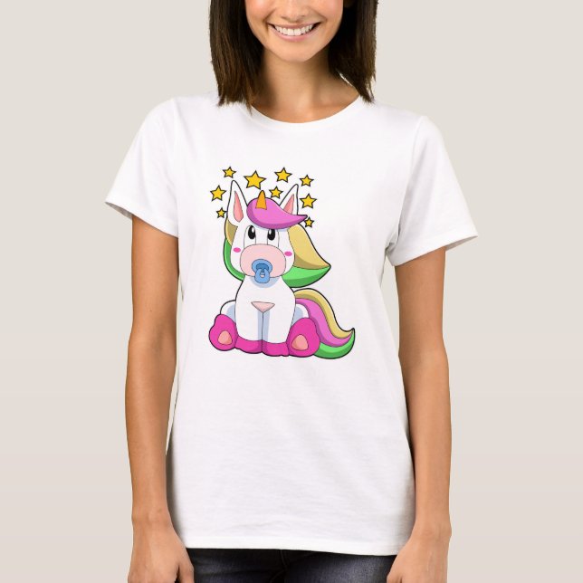 Unicorn as Baby with Pacifier T-Shirt (Front)