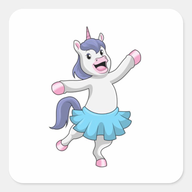 Unicorn as Ballerina at Ballet Square Sticker (Front)