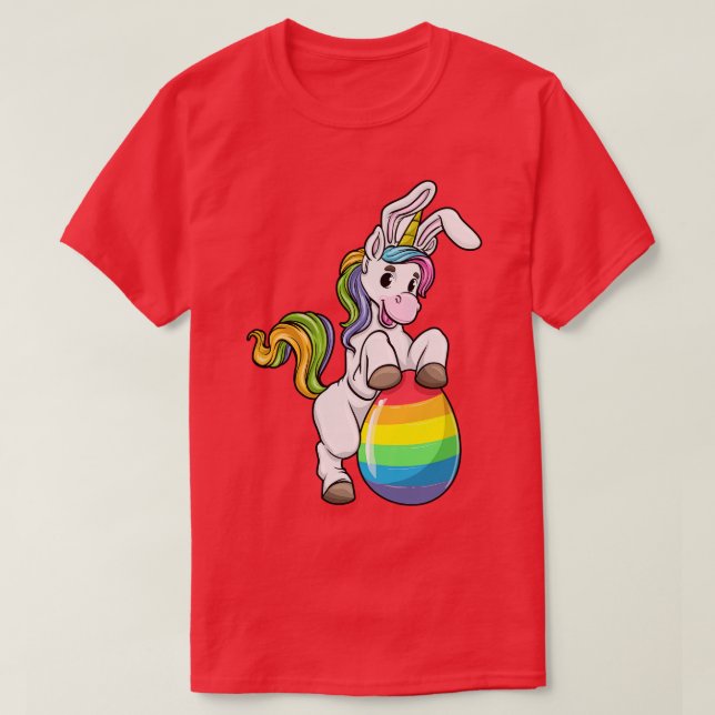 Unicorn as Easter bunny with Easter egg T-Shirt (Design Front)