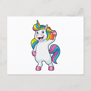 Unicorn as Hairdresser with Hairspray Postcard