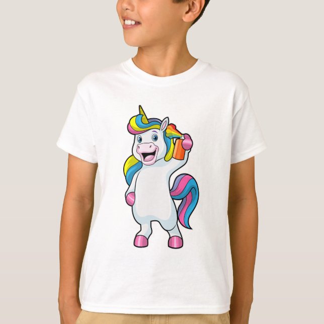 Unicorn as Hairdresser with Hairspray T-Shirt (Front)