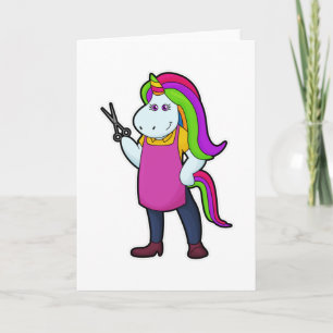 Unicorn as Hairdresser with Scissors Card