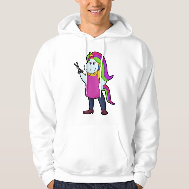 Unicorn as Hairdresser with Scissors Hoodie (Front)