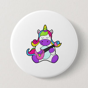 Unicorn as Musician with Guitar 7.5 Cm Round Badge