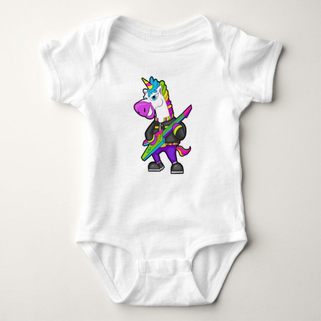 Unicorn as Musician with Guitar Baby Bodysuit (Front)
