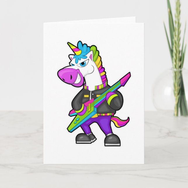Unicorn as Musician with Guitar Card (Front)