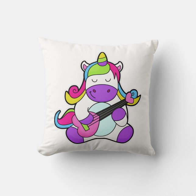 Unicorn as Musician with Guitar Cushion (Front)