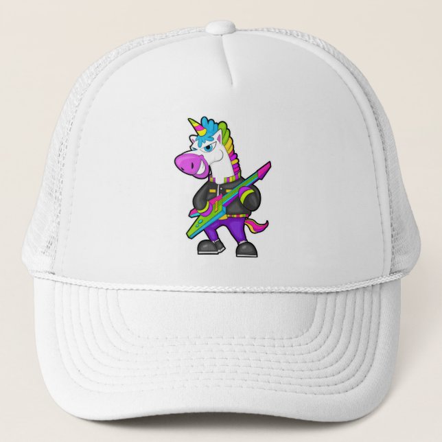 Unicorn as Musician with Guitar Trucker Hat (Front)