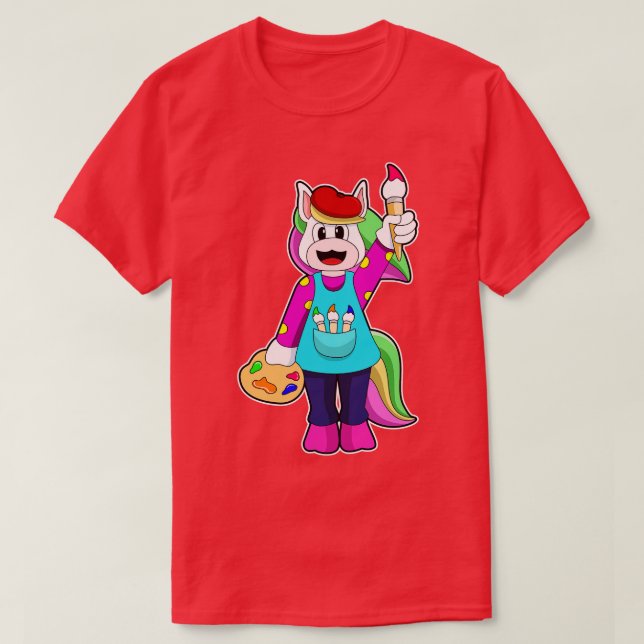 Unicorn as Painter T-Shirt (Design Front)