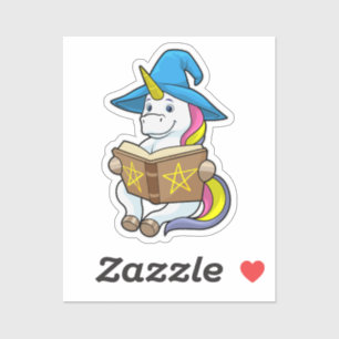 Unicorn as Wizard with Book & Hat