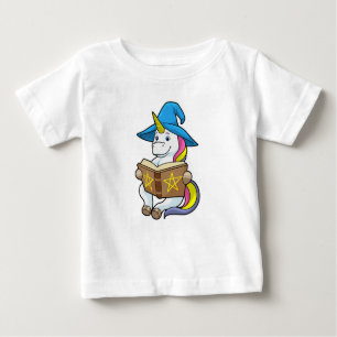 Unicorn as Wizard with Book & Hat Baby T-Shirt