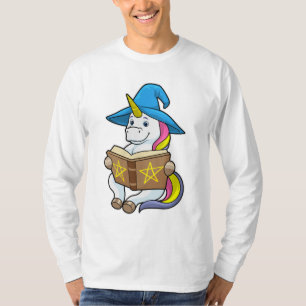 Unicorn as Wizard with Book & Hat T-Shirt