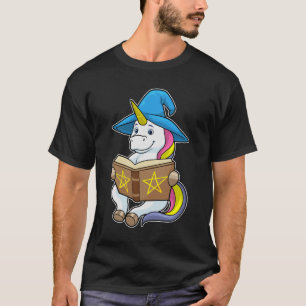 Unicorn as Wizard with Book & Hat T-Shirt