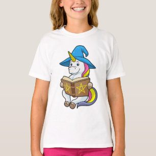 Unicorn as Wizard with Book & Hat T-Shirt
