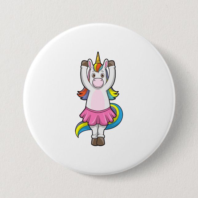Unicorn at Ballet Dance with Skirt 7.5 Cm Round Badge (Front)