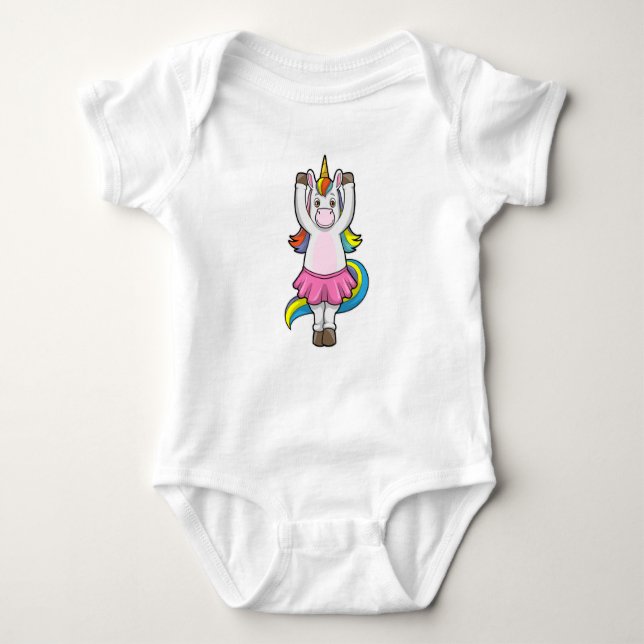 Unicorn at Ballet Dance with Skirt Baby Bodysuit (Front)