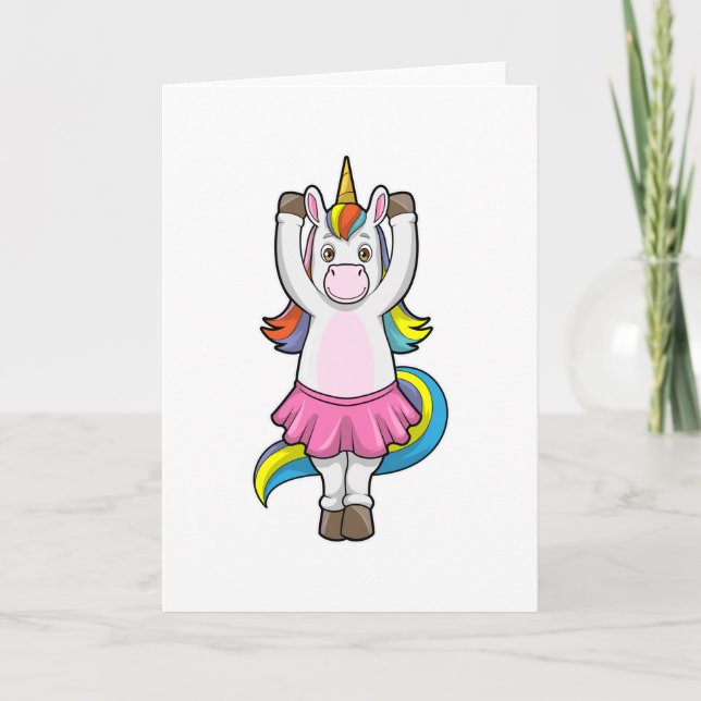 Unicorn at Ballet Dance with Skirt Card (Front)
