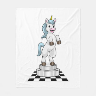 Unicorn at Chess as Chess piece Knight Fleece Blanket