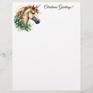 Unicorn at Christmas Custom Letterhead
