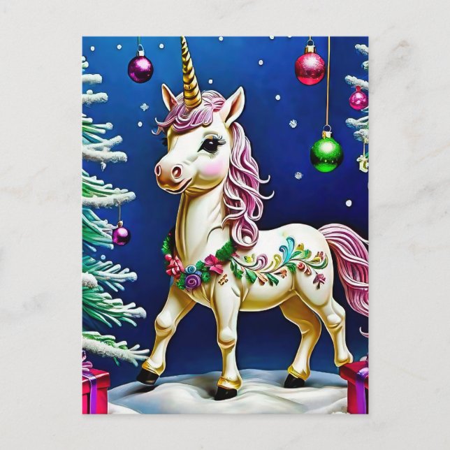 unicorn at christmas postcard (Front)