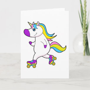 Unicorn at Inline skating with Roller skates Card