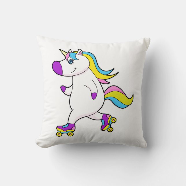 Unicorn at Inline skating with Roller skates Cushion (Front)