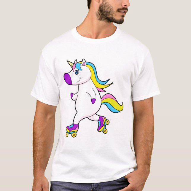 Unicorn at Inline skating with Roller skates T-Shirt (Front)