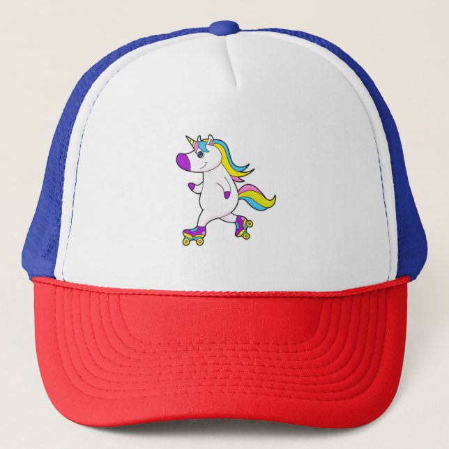 Unicorn at Inline skating with Roller skates Trucker Hat (Front)