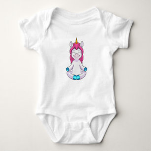 Unicorn at Meditate in Sitting Baby Bodysuit