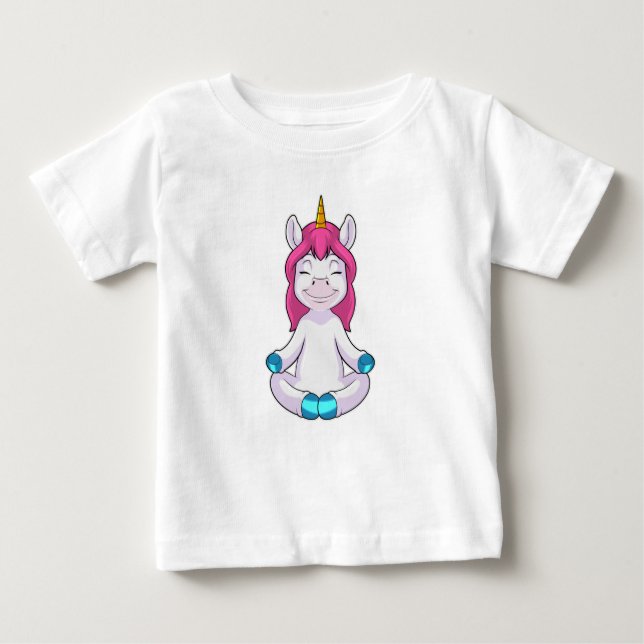 Unicorn at Meditate in Sitting Baby T-Shirt (Front)