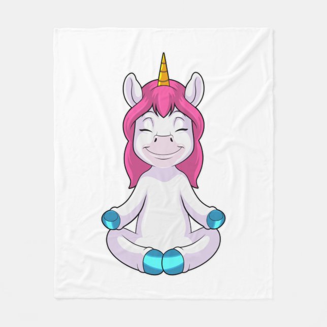 Unicorn at Meditate in Sitting Fleece Blanket (Front)