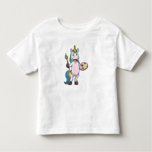 Unicorn at Painting with Brush & Color Toddler T-Shirt