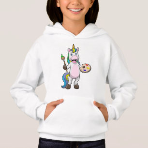 Unicorn at Painting with Brush & Colour