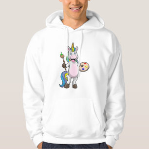 Unicorn at Painting with Brush & Colour Hoodie