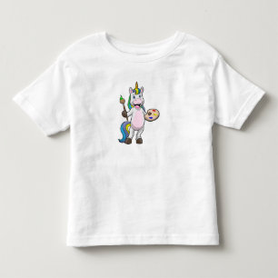 Unicorn at Painting with Brush & Colour Toddler T-Shirt