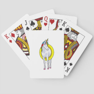 Unicorn at Swimming with Swim ring Playing Cards